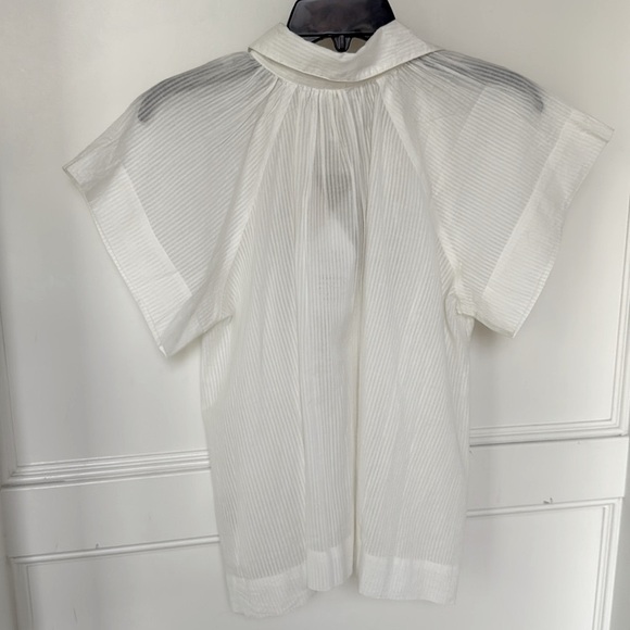 MIRTH Kerala Short Sleeved Blouse Button Down White Pinstripe XSMALL NEW NWT - Picture 9 of 14